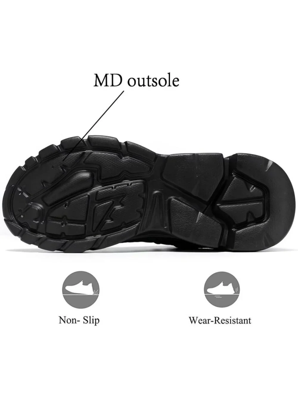 Men's Black Rubber Non Slip Breathable Lightweight Fashion Athletic Sneakers